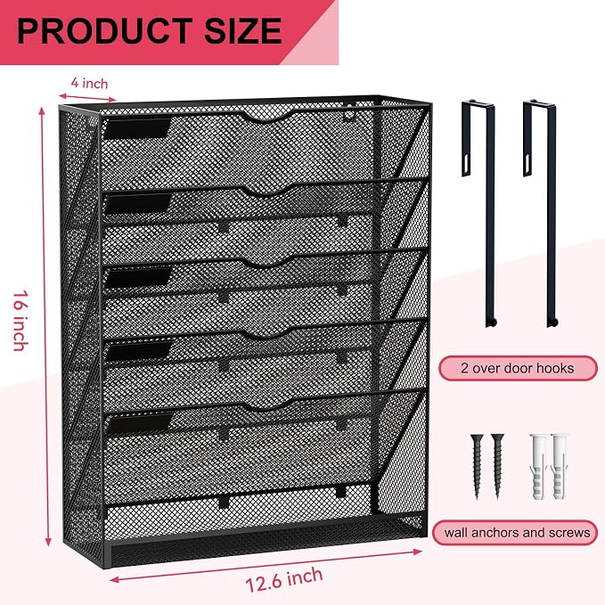6-Tier Hanging File Organizer Office Cubicle Accessories - Image 3