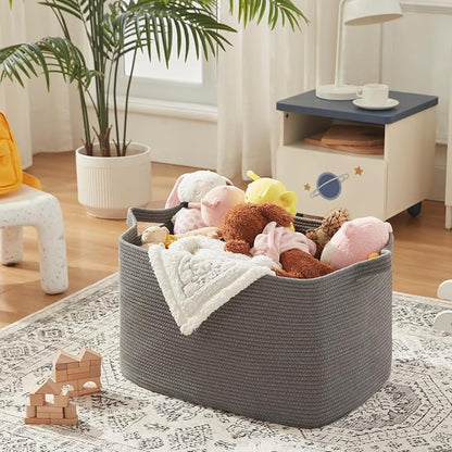118L Extra Large Blanket Basket, 24.8" x 17.7" x 17.2" Woven Storage Basket - Image 4