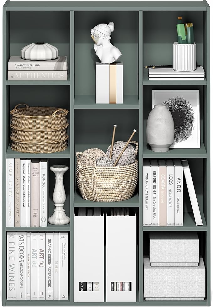 Furinno LUDER Book Shelf, 11-Cube Bookshelf, Reversible Bookcase, 9.4" x 29.1" - Image 4