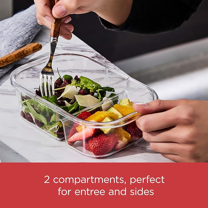Rubbermaid Brilliance Meal Prep Containers, 2-Compartment Food Storage - Image 6