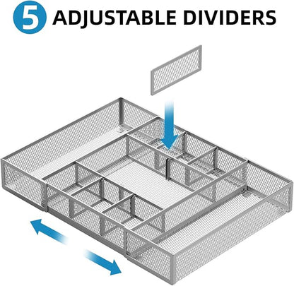Marbrasse Expandable Desk Drawer Organizer, Mesh Tray - Image 3