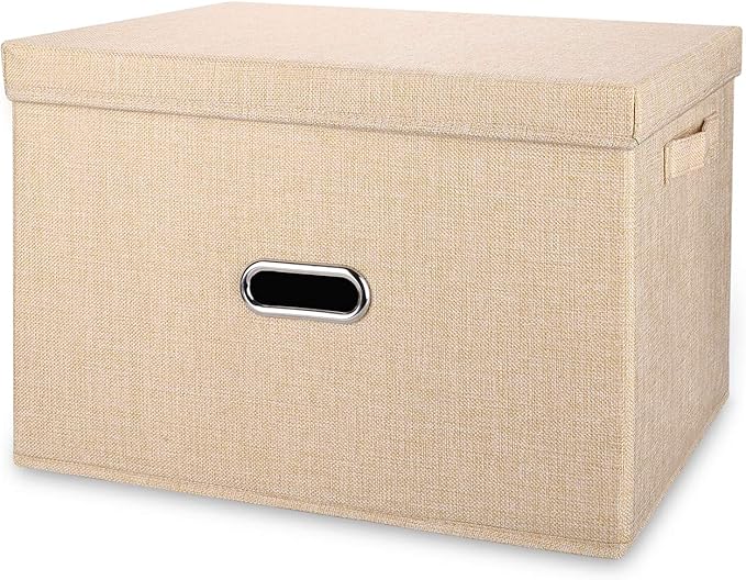 Linen Fabric Collapsible Storage Bins by Unknown
