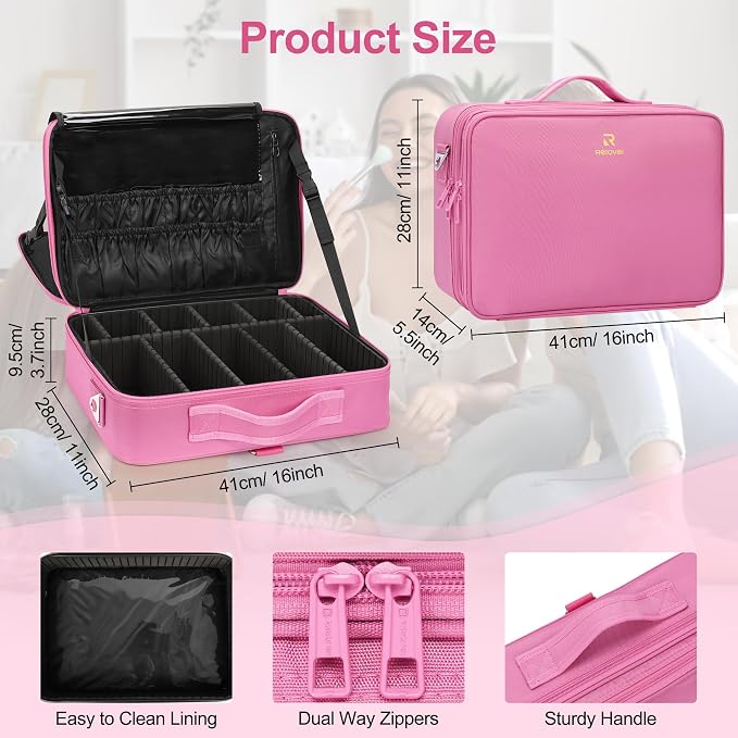 Relavel Makeup Case Large Makeup Bag Professional Train Case Travel Cosmetic - Image 6