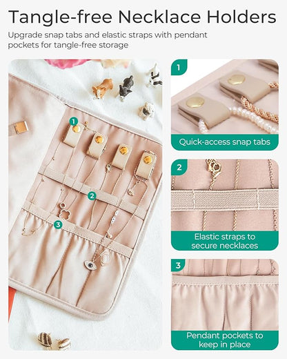 BAGSMART Travel Jewellery Organiser Roll Foldable Jewelry Case - Image 4