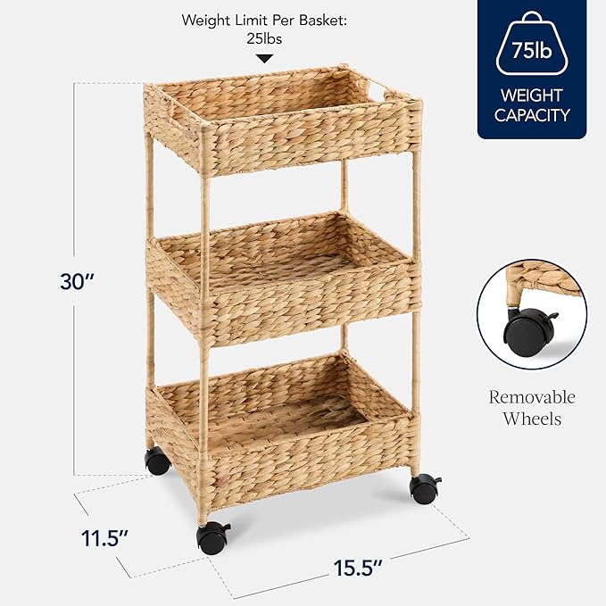 Best Choice Products 3-Tier Water Hyacinth Rolling Nursery Caddy w/Wheels - Image 2