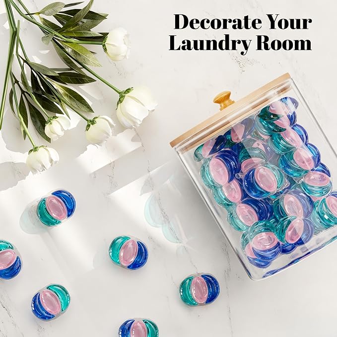 2+1 Pack Glass Laundry Pods Container & Acrylic Dryer Sheet Holder, Powder - Image 6