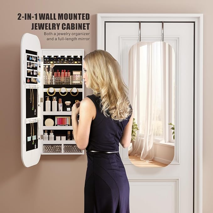 6 LED Mirror Jewelry Cabinet - Image 4