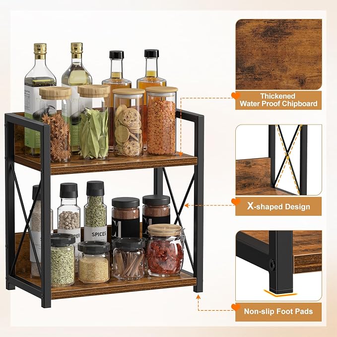 Giikin Kitchen Countertop Organizer, 2 Tier Spice Rack Organizer - Image 2