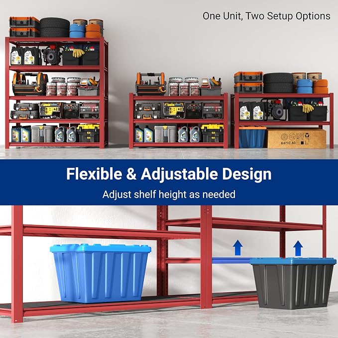 FLEXIMOUNTS 60" W Garage Shelving, 5 Tier Storage Shelves Load 1500LBS - Image 4
