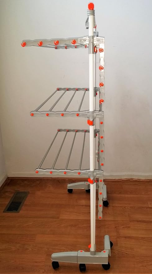idee BDP-V23 Foldable Rolling 3-Tier Clothes Laundry Drying Rack - Image 7