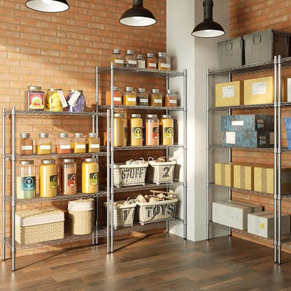 Auslar 5-Tier Heavy Duty Wire Shelving, Adjustable Storage Rack, Chrome | 14"D - Image 4