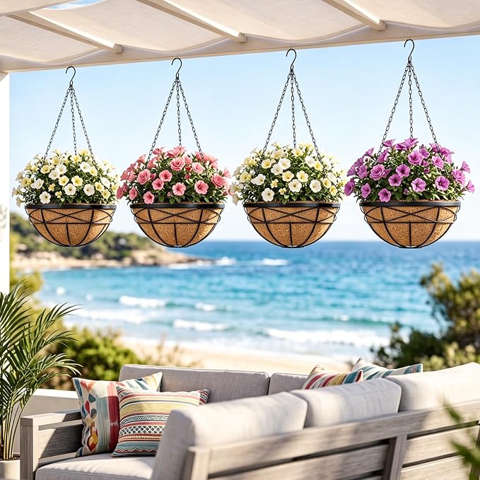 2 Pack 20 Inch Extra Large Deep Hanging Planters - Image 7