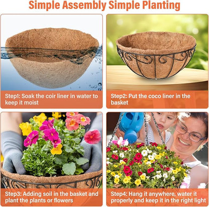 3 Pack 10 Inch Metal Hanging Baskets - Image 5