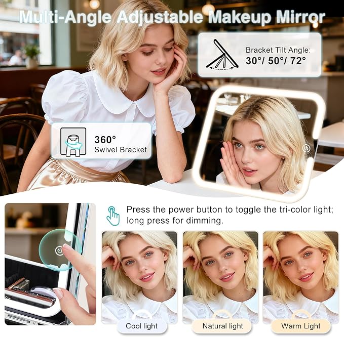 Makeup Case with Magnetic LED Mirror Travel Cosmetic Organizer Portable Makeup - Image 9