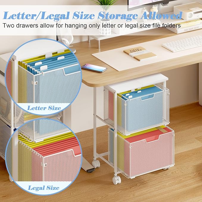 Sbanmao Letter/Legal Rolling File Cabinet, Rolling File Cart - Image 2