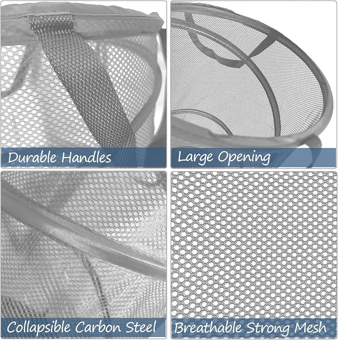 BATTOO Collapsible Laundry Baskets, Foldable Mesh Pop Up Hamper, Portable - Image 5