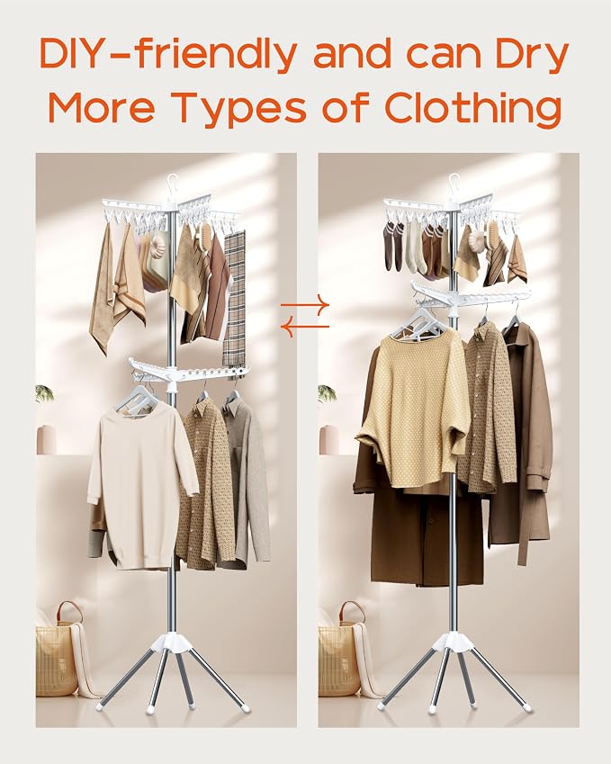 CASAMAYA Clothes Drying Rack Foldable, 72 inch 2 Tier Laundry Drying Rack - Image 2