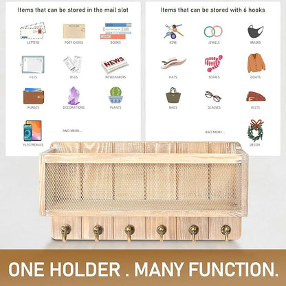 Rebee Vision Pine Wood Mail and Key Holder - Image 4