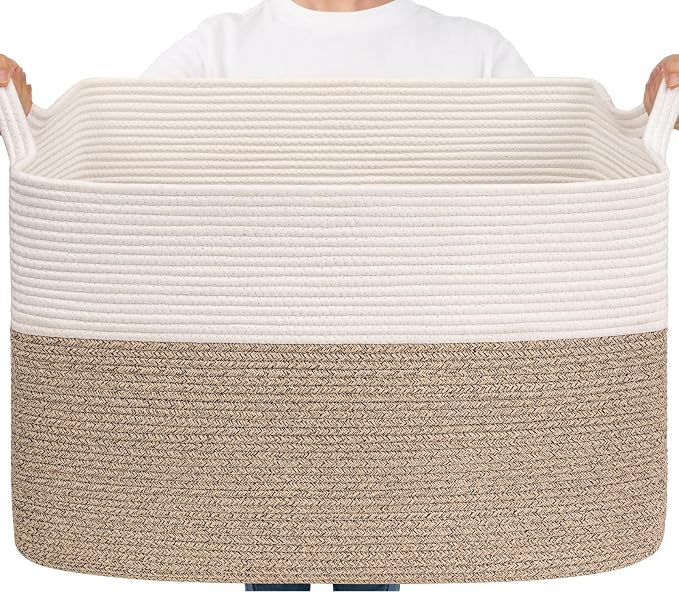 Goodpick Large Woven Blanket Basket 105L, Dirty Clothes, Extra Large Rectangle by Goodpick