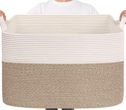 Goodpick Large Woven Blanket Basket 105L, Dirty Clothes, Extra Large Rectangle by Goodpick