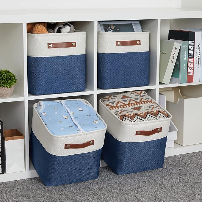 HNZIGE Fabric Cube Storage Bins Basket Set of 4, Closet Storage Cubes - Image 4