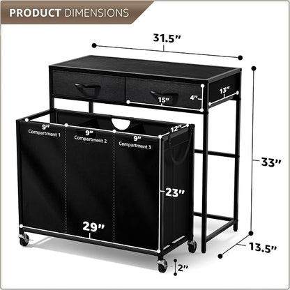 Sorbus 3 Section Laundry Hamper - Image 3