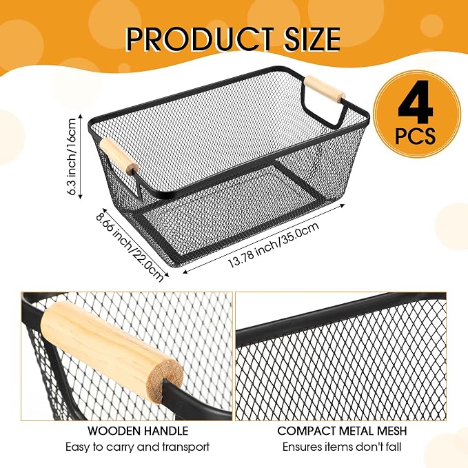 Ziliny 4 Pcs Metal Mesh Wire Baskets - Image 2