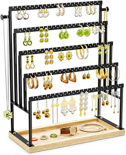 Large 5 Tier Earring Organizer and Holder, jewelry holder stand, clean white by TIPSYTREE