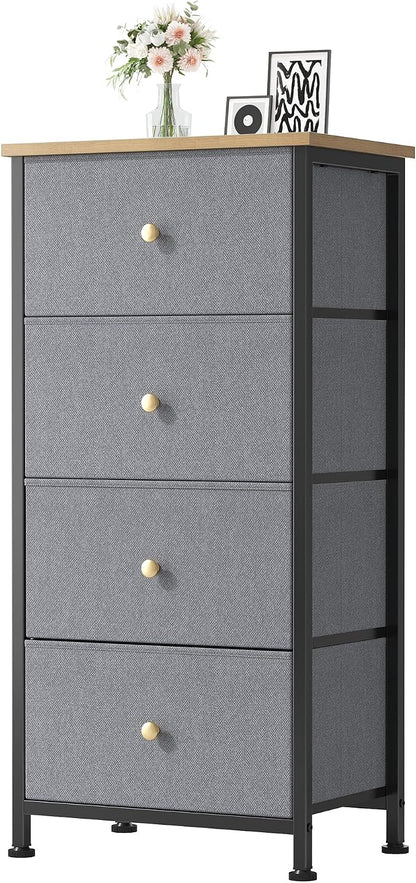 DUMOS Nightstand with 4 Drawers Bedside Table with Removable Fabric Bins Sturdy by DumosLifestyle