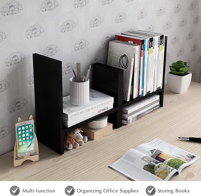 Jerry & Maggie Desktop Organizer Office Storage Rack Adjustable Wood Display - Image 8