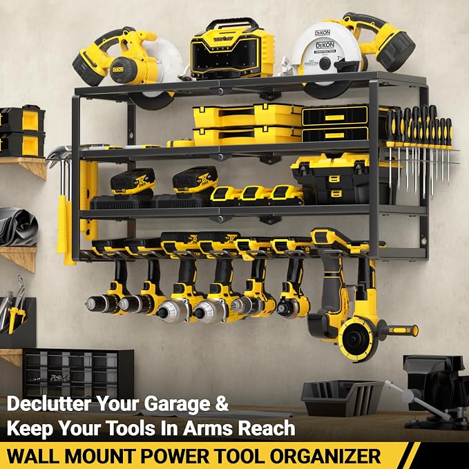 YYR 4 Layer Power Tool Organizer Wall Mount, Cordless Drill Hanger Storage Rack - Image 2