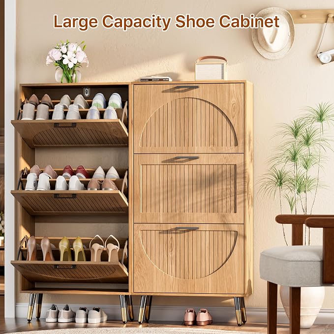 Farmhouse Shoe Cabinet Storage for Entryway, Slim Shoe Rack Cabinet - Image 4