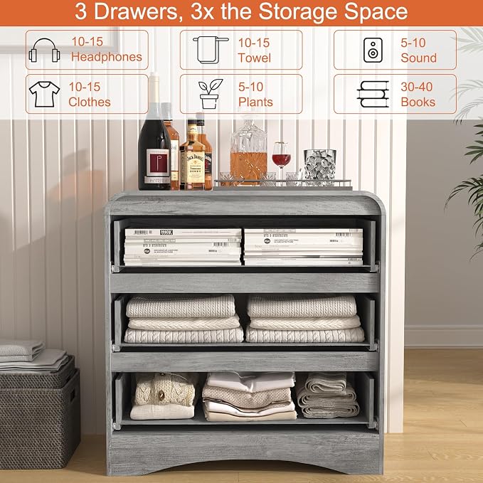 3 Drawer Dressers for Bedroom, Large Modern Dressers - Image 4
