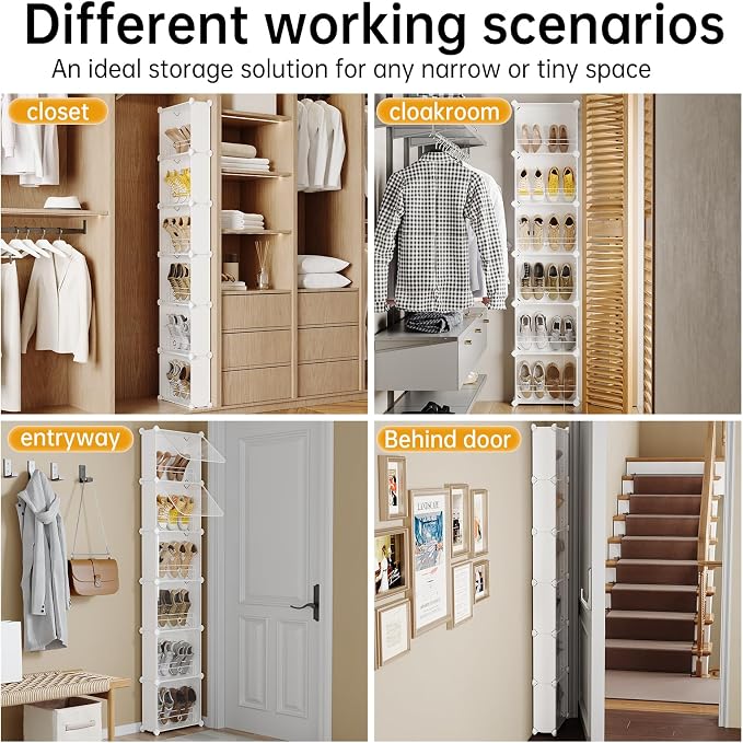 MAGINELS 6-Tier Slim Shoe Storage, Narrow Shoes Rack, Hidden Closet Organizer - Image 4