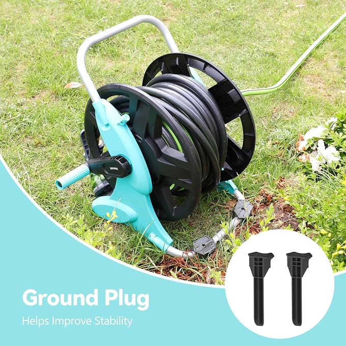 Garden Hose Reel Cart, Hose Holder Up to 50-100 Feet of 5/8" Hose, Wall Mounted - Image 8