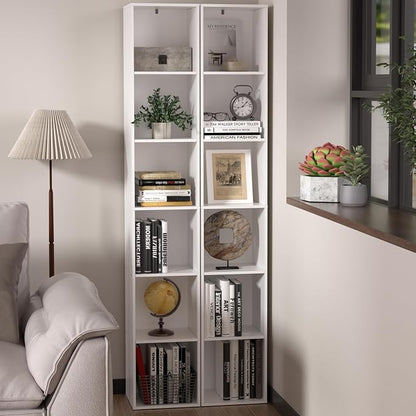 White Cube Shelf, 6 Cube Storage Organizer, 6-Tier Freestanding Low Bookshelf - Image 7