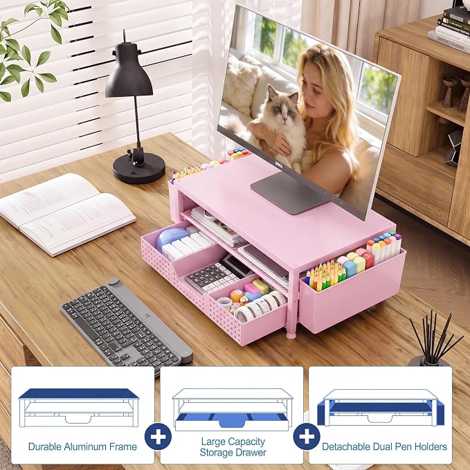 OPNICE Desk Organizers and Accessories, 2-Tier Computer Monitor Stand Riser - Image 5