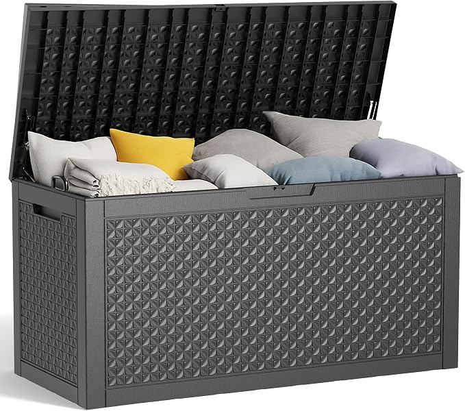 Vixzen 100 Gallon Deck Boxes Outdoor Waterproof, Lockbale Outdoor Storage Box by Vixzen