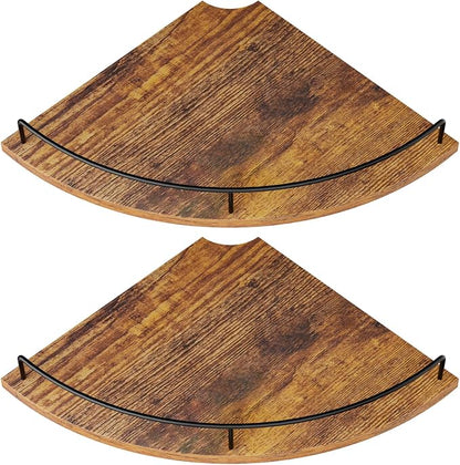 Corner Floating Shelves, Rustic Brown Wood, Wall Mount Storage by FNBAR