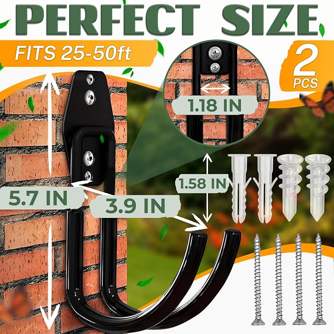 2 Pcs Hose Hook Wall Mount - Image 2