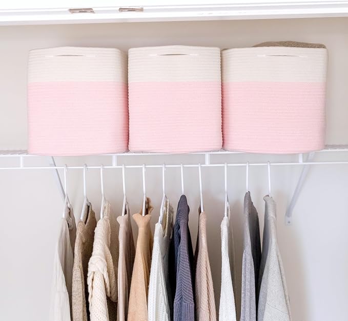 NaturalCozy 13x15x13 Kallax Storage Cubes, 3 Pack | Cotton Rope Cube Storage - Image 5
