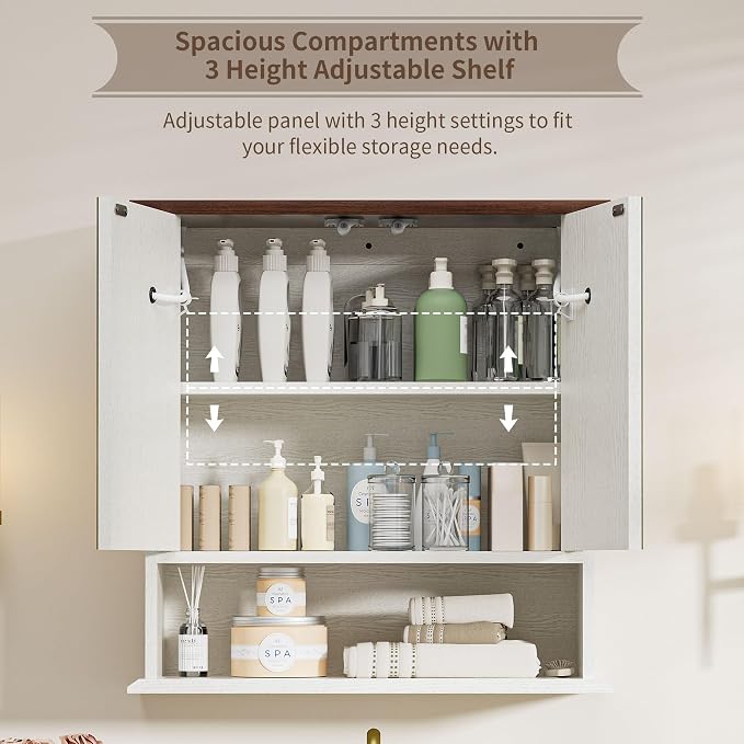 Bathroom Medicine Cabinet with Mirror, Lighted Wall Storage Cabinet, Living Room - Image 3