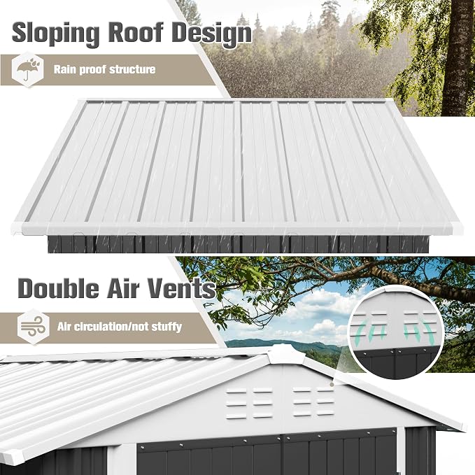 JUMMICO Metal Outdoor Storage Shed 6 x 4 FT Metal Shed - Image 4