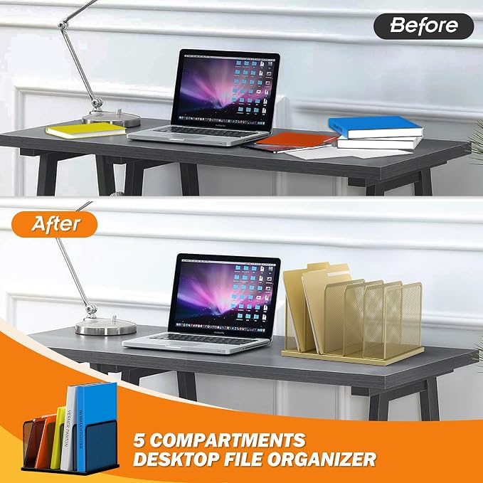 Kuntine.B Desk File Organizer Upright Mesh Desktop Organizer File Sorter Office - Image 3