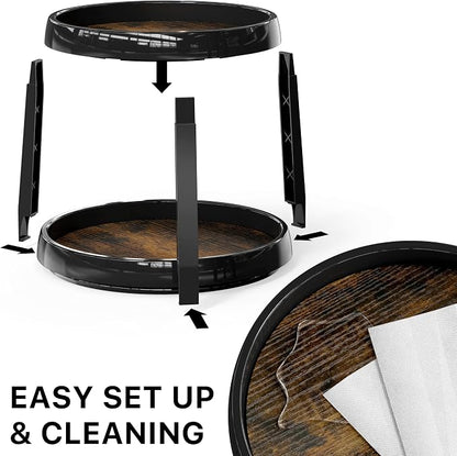 Simple Houseware 2-Tier Lazy Susan Spice Organizer, 10-Inch Diameter, Rustic - Image 5
