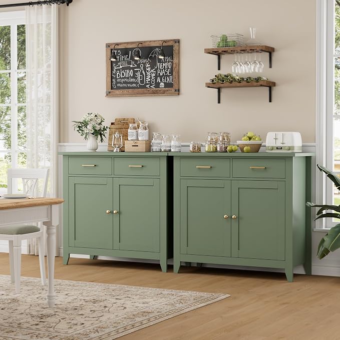 HORSTORS Farmhouse Kitchen Storage Cabinet, Small Buffet, Coffee Bar, 35.8"W - Image 4