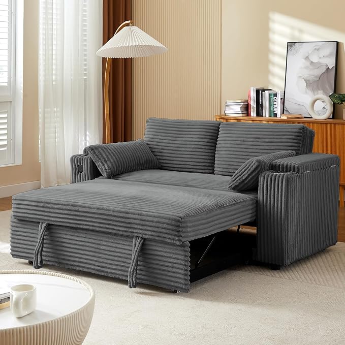 hansones 68.11" Corduroy Sleeper Chair Bed - Image 7