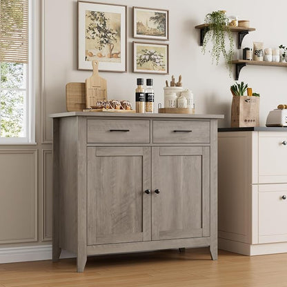 HORSTORS Farmhouse Kitchen Storage Cabinet, Small Buffet, Coffee Bar, 35.8"W - Image 2
