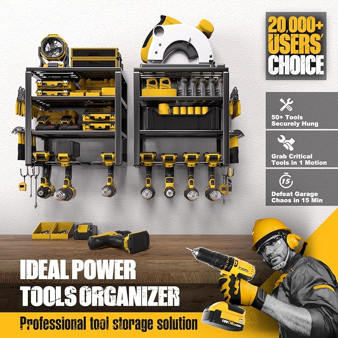Spampur Power Tool Organizer Wall Mount | 4 Layers, Heavy Duty, Garage Storage - Image 2