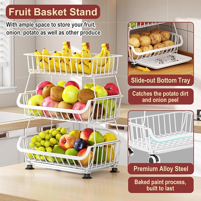 3-Tier Rolling Pantry Cart - Image 6